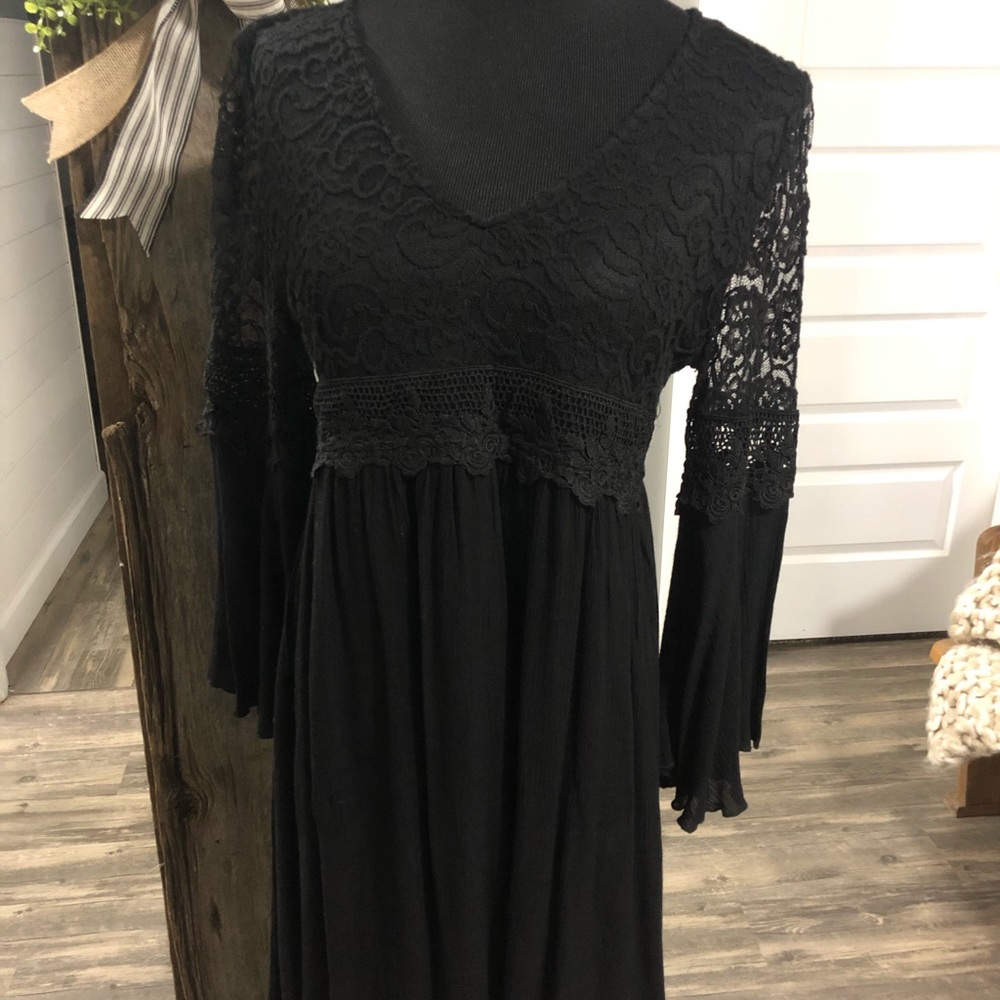 black dress with lace top